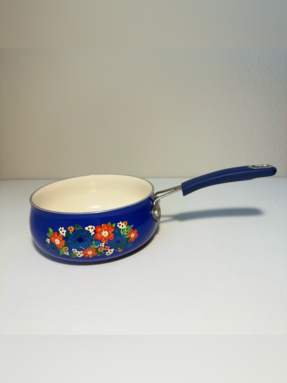 The Pioneer Woman Dazzling Dahlias Blue 1 Quart Saucepan (No lid)